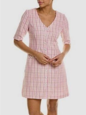 Maison Tara Women's Pink  V Neck ALine button Up Tunic Dress Size 14